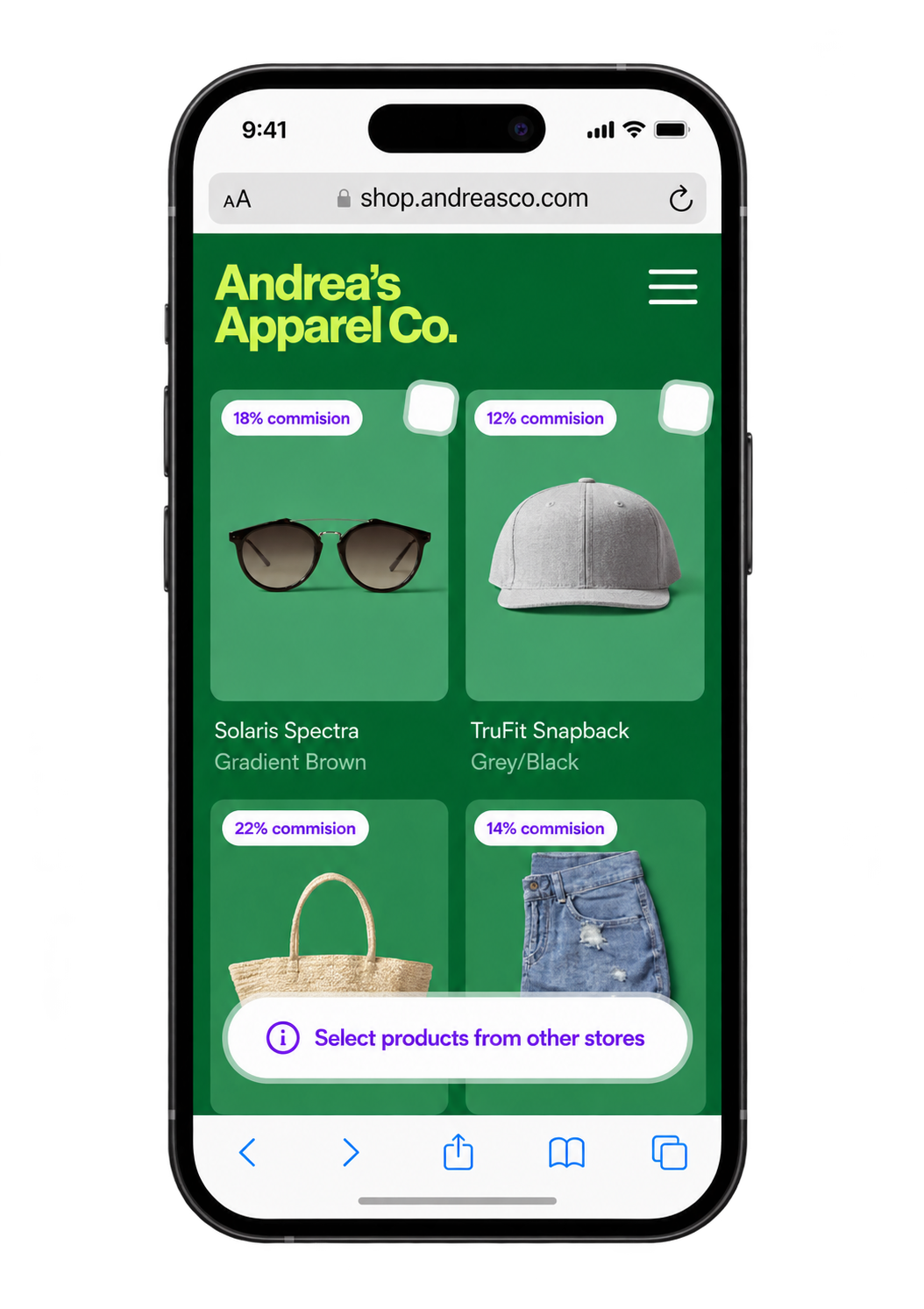 Mobile shopping website